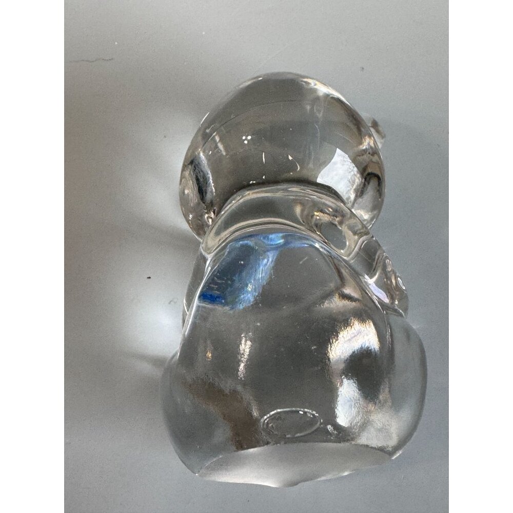 Fenton Teddy Bear Clear Glass Blue Heart Paperweight Figurine Signed - Picture 10 of 10